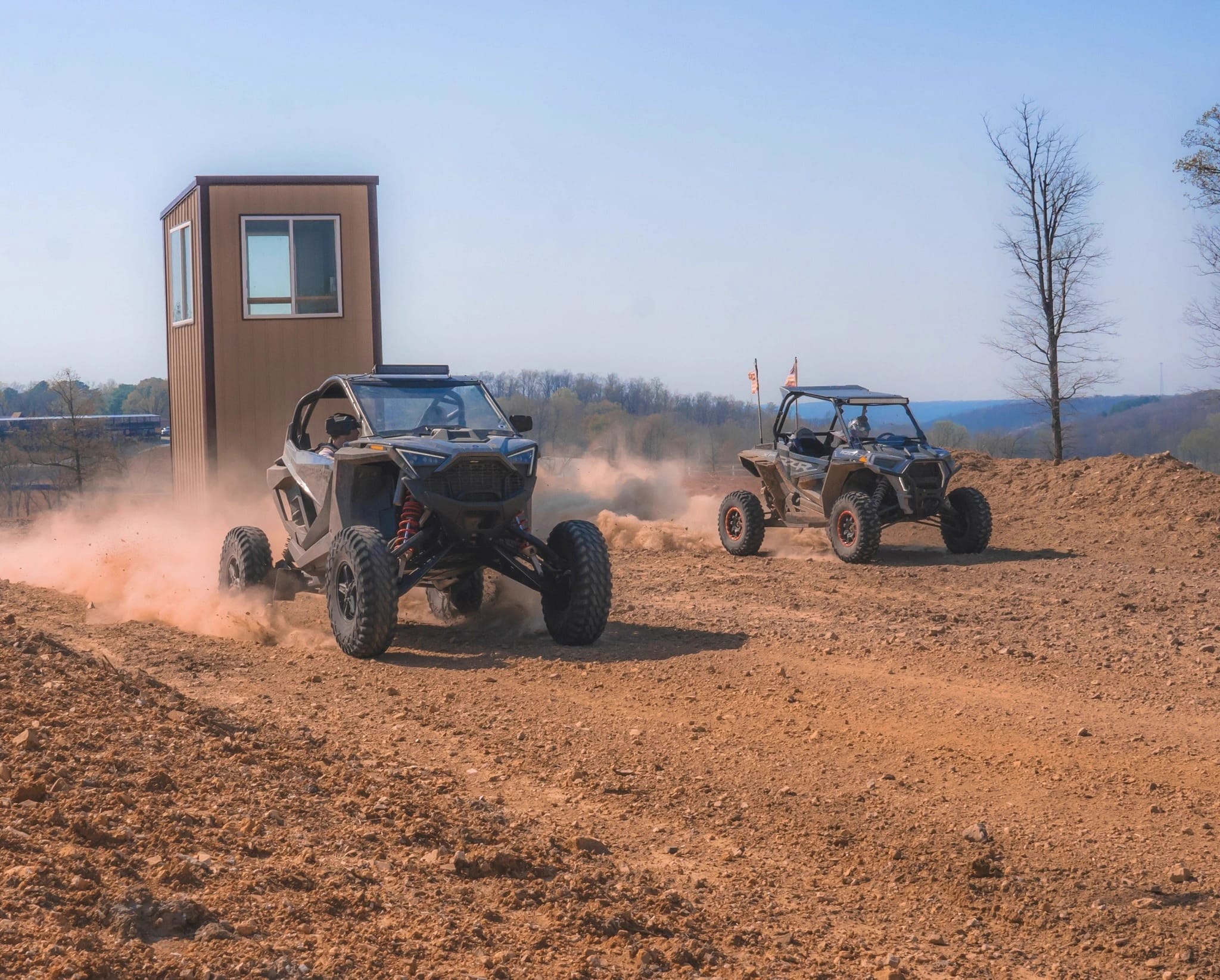 Vehicles passing the observation tower