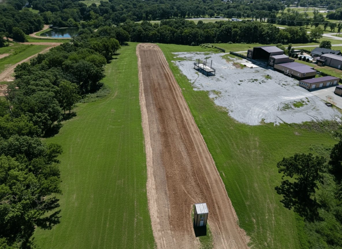 Straightaway dirt track from above